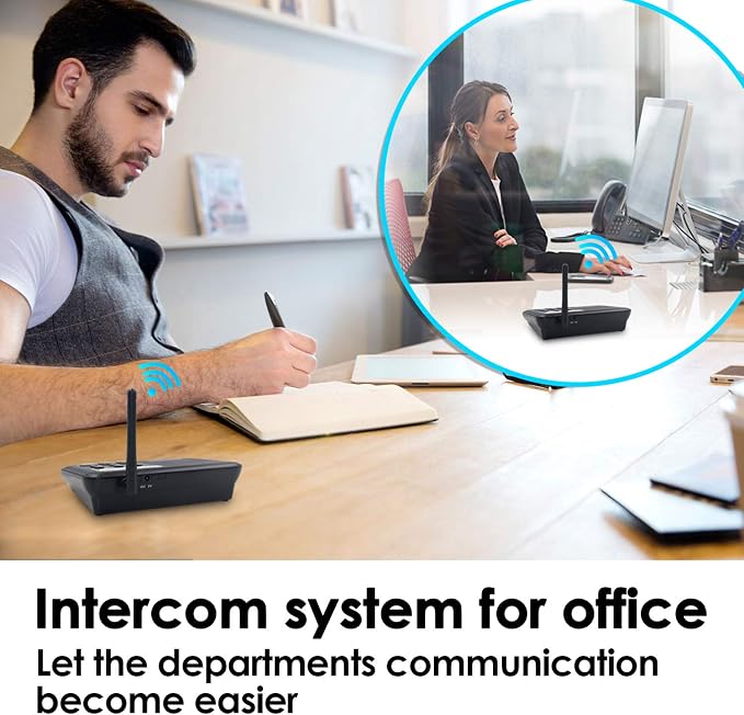 Intercoms Wireless for Home, Home Intercom System Wireless, 5280 Feet Long Range House Intercom System for Business, Two Way Wireless Intercoms for Office, Wireless Room Monitor LD666-4P
