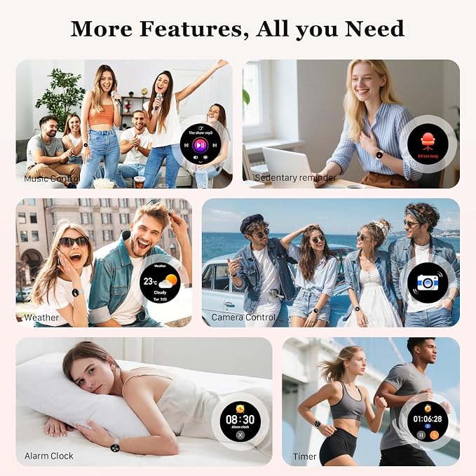 Smart Watch for Women Fitness Tracker: Waterproof Bluetooth Call Answer/Make Smart Watches for Android/iPhone Digital Women Smartwatch Activity Pedometer Heart Rate SpO2 Monitor 120+ Sports Model