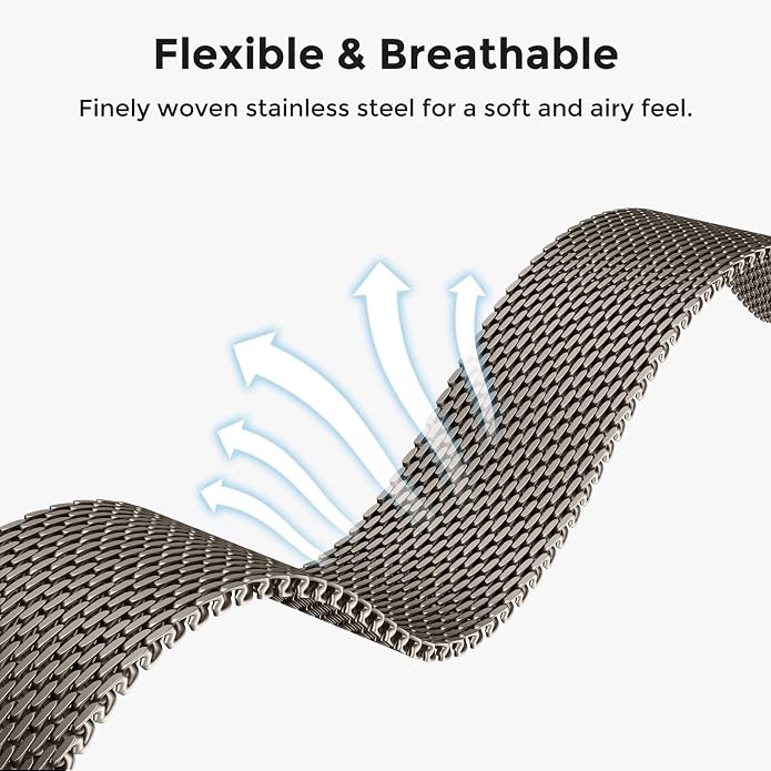 amBand Milanese Loop for Apple Watch Ultra 3/2/1 49mm, Stainless Steel Mesh with Secure Parachute-Style Buckle, Non-magetic Clasp, Breathable & Comfortable Luxury Band for Men