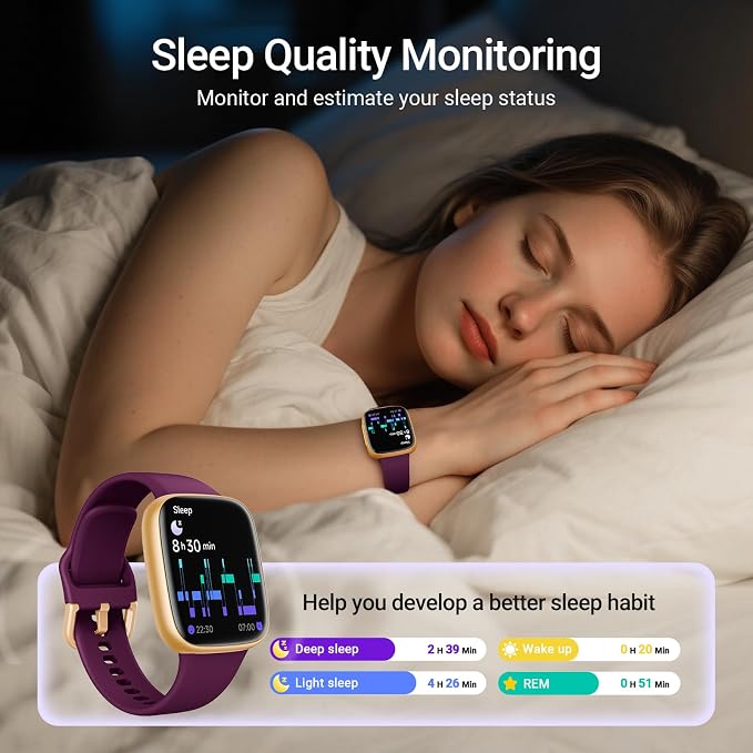 Fitpolo Smart Watch for Women, 1.85" AMOLED Fitness Tracker with Bluetooth Call, Heart Rate/Sleep/SPO₂ Monitor, 100+ Sports Modes, 3ATM Waterproof Smartwatch for Android/iPhone, Includes 2 Bands