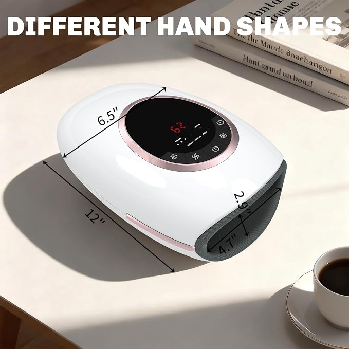 Hand Massager with Heat and Compression, 3 Strength Levels & Modes, 10/15/20 Min Timer,Large Size Fits Hands & Forearms Carpal for Arthritis, Pain Relief, Carpal Tunnel (White, General)