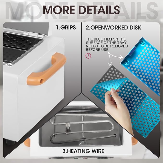 Autoclave Cleaner Machine 2L 110V/300W High Temperature Metal Cleaning Machine Box with Adjustable Temperature & Time Professional Dry Heat Cabinet Nail Tool Cleaner for Lab Home Salon