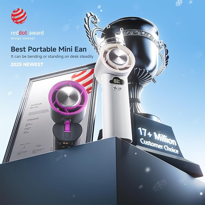 DooGooCoo [2026 Upgrade] Portable Cooler Handheld Fan, [Coldest Turbo Hand Fan] 15000RPM 24H Max Cooling Time Highly Speed (1-100) Hand Fan, Collapsible Mini Small for Travel, Office (White)