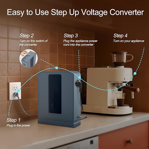 2000W Step Up Transformer 110v to 220v Converter, Heavy Duty Voltage Converter 110v-120v to 220v-240v with Dual Outlets, Overload Protection & Ultra-Quiet for Home Appliances, Grey Blue