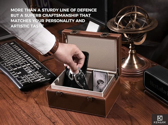 KK6 PLUS Faraday Box for Key Fobs, Signal Shielding Storage | Signal Shielding • Expanded Storage Capacity • Reinforced Metal Hinges • Premium Synthetic Leather