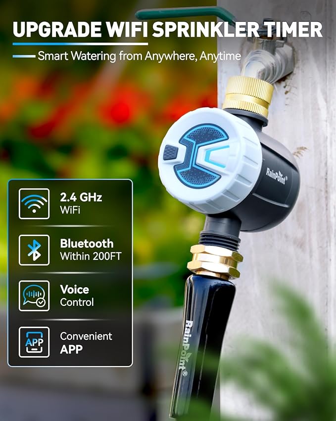 RAINPOINT WiFi Water Timer and Bluetooth 2-in-1 Soil Moisture & Air Temp Meter