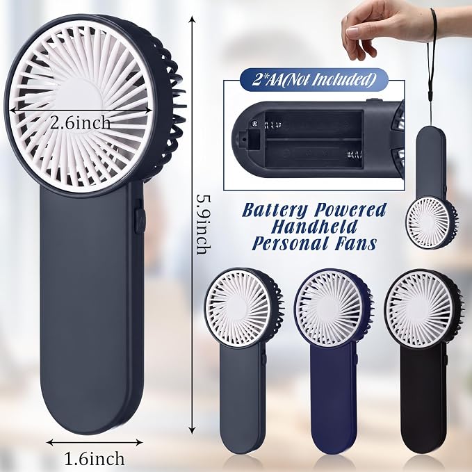Sumind 20 Pcs Small Personal Portable Fan Mini Handheld Bulk 1 Speed Electric Cute Battery Powered for Neck Lash Makeup Women Men Travel Camping Indoor Outdoor Summer (Dark Colors)