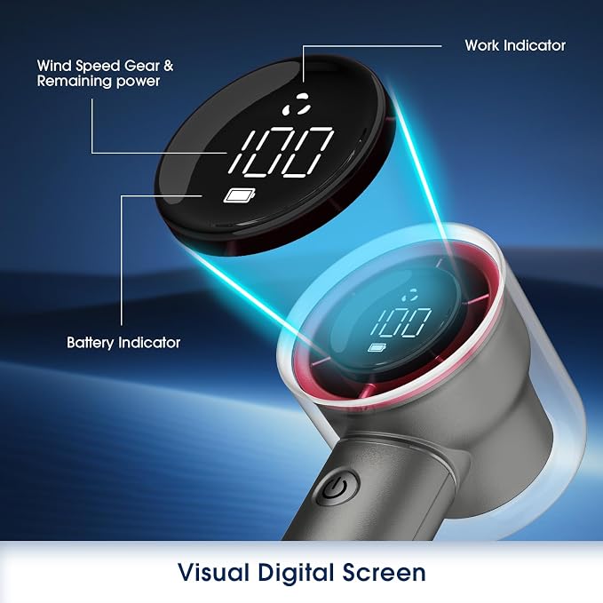 1-100 Speed Portable Handheld Turbo Fan, 【15000RPM】Ultra High-speed,Personal Hand Held Travel Fans,5000mAh Battery Rechargeable Mini Fans,Digital Display,Small Pocket Fan for Summer Essential Gift