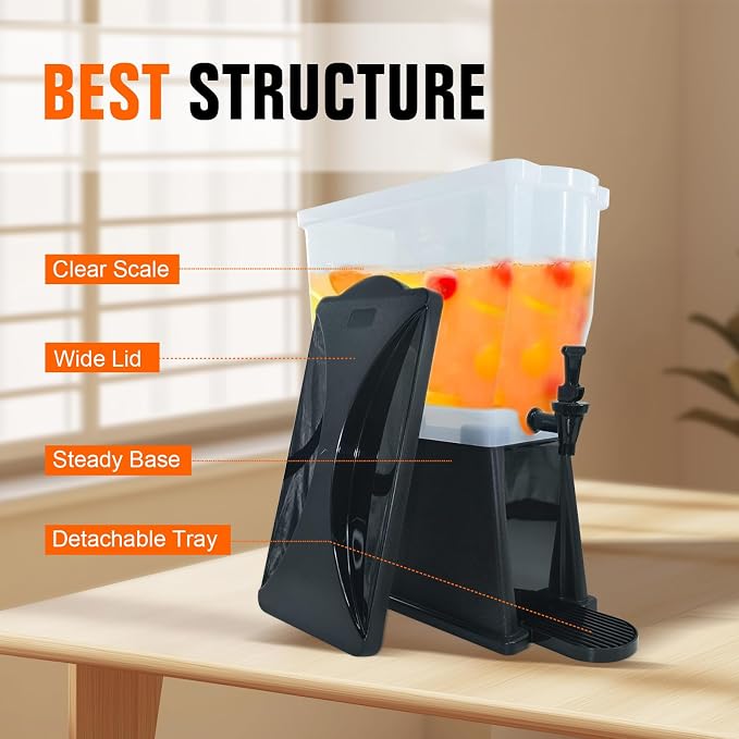 Hakka 3 Gallon Drink Dispenser, Commercial Juice Beverage Water Dispenser for Parties 11L Tank with Spigot Catering Supplies for Cold Water Tea Milk