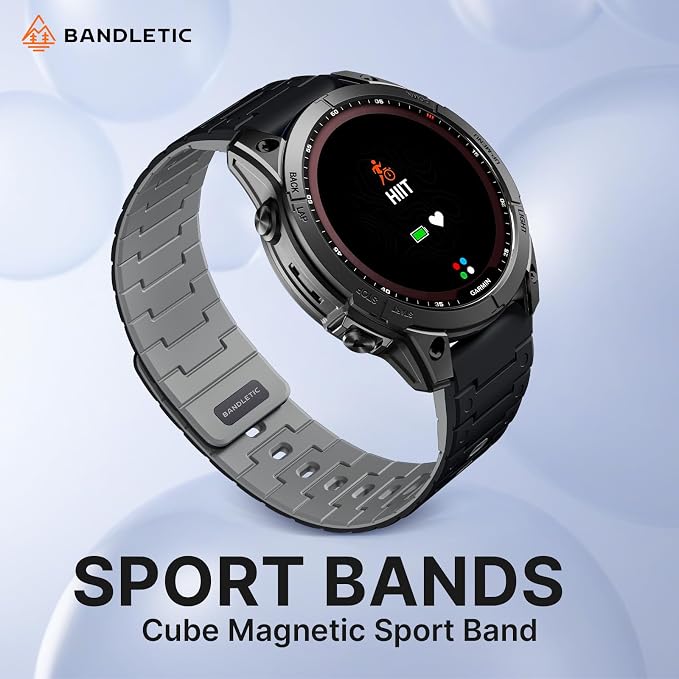 Bandletic Quick Fit 22mm Watch Bands Compatible with Garmin Fenix 8 47mm Band - Silicone Magnetic Watch Band for Fenix 7 6 Pro/5 Plus/Instinct 3 E 45mm 2/Forerunner 965/Approach S70/S62/S60/Epix Pro2