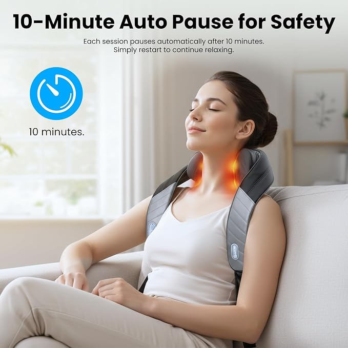 COMFIER Father Day Gifts for Men, 4D Neck and Shoulder Massager with Heat, Cordless Shiatsu Back and Neck Massager for Pain Relief, Hands-Free Massage Pillow with Carry Bag