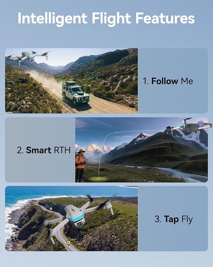 SIMREX GPS Drone with Camera for Adults 4K, Brushless Motor Drones for Beginners ,5G WiFi FPV Foldable, Auto Return , Optical Flow & Altitude Hold,Gesture Control,Follow Me, Waypoint Flight, Toys Gifts for Kid Teen Boys (Gray)