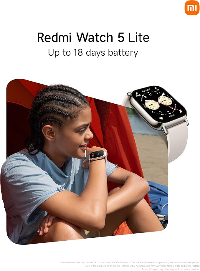 XIAOMI Redmi Watch 5 Lite Global 1.96" Amoled Up to 18 Days Battery GNSS Dual Mic 150+ Workout Modes 5ATM Water Resistance Heart Rate Sensor (Black)
