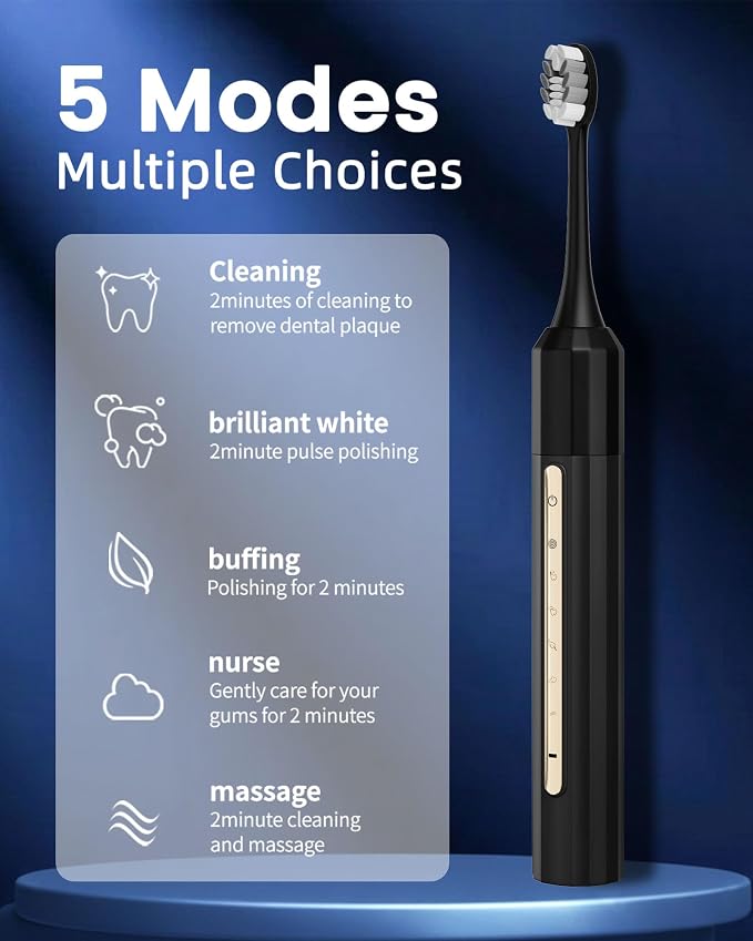 Water Flosser and Electric Toothbrush Combo,2-1 Oral Clean Kit, 5-Speed Sonic Electric Toothbrush & 4-Speed Portable Water Flosser to Clean Teeth and Protect Gum Health, IPX7 (Black-Set)