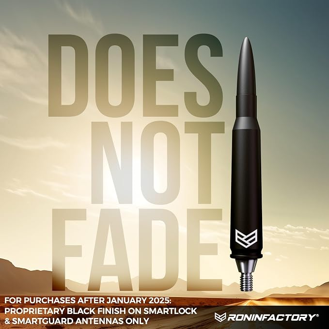Ronin Factory 50 Cal Bullet Antenna - Ford F150 F250 F350 Super Duty Raptor (Bronco 21-23) Truck Accessory - RAM 1500 Short Antenna Replacement