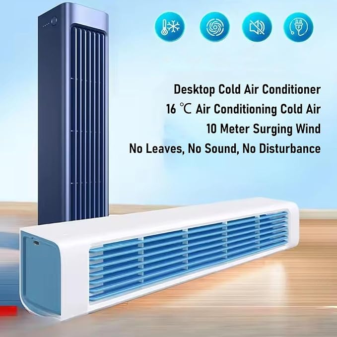 GOWENIC Tower Cooling Fan, 3 Gears Speed Adjustable USB Compact Standing Desk Fan, for Bedroom Office Desktop Wall Bedside Home (Blue)