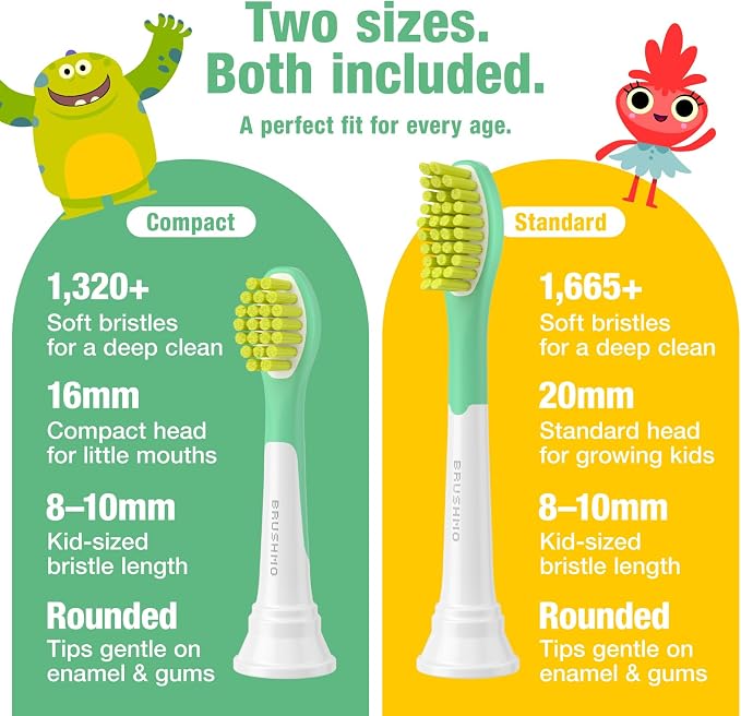 Brushmo x Super Simple Songs Kids Sonic Electric Toothbrush for Ages 3+, Featuring Hugo, 3 Gentle Modes, 2 Brush Heads, Travel Case, Rechargeable with Wall Adapter (BM03)