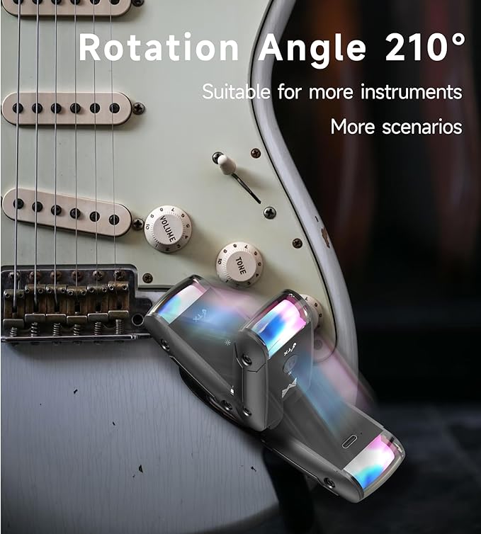 2026 Upgraded Version RGB Lighting Wireless Guitar System, 230-foot Transmission Distance Wireless Guitar Transmitter and Receiver, Guitar Wireless System for Guitars, Basses, Instruments (Gray)