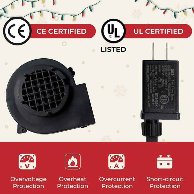 Replacement 1A Blower for Easter Inflatables, 1.25A Adapter for Christmas Yard Inflatable Blow Up Outdoor Holiday Yard Inflatables Decorations Replacement Fan Blower, Adapter, 5 LEDs Bulbs Set