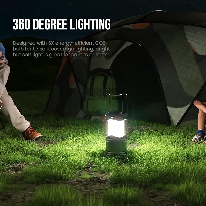 Lichamp LED Camping Lantern, Solar, USB, Battery Powered Flashlight for Power Outages, Portable Collapsible Hanging Light Essential for Home, Outdoor, Emergency Lamp Survival Kit Gear for Hurricane