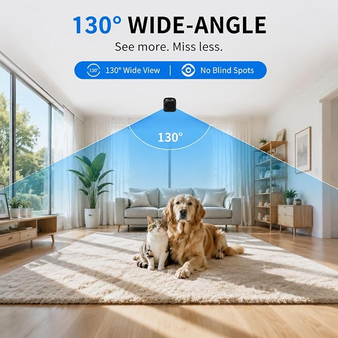 Mini Security Camera, 1080p HD Wireless Indoor Cam with 6-Hour Battery & No WiFi Needed for Recording, AI Motion Detection Night Vision for Home, Baby, Pet, Office Monitoring, Black (NOT 4G LTE)