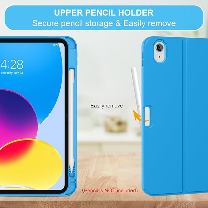 Soke for iPad (A16) 11th/10th Generation Case with Keyboard(2025/2022)-7 Color Backlight Wireless Detachable Folio Keyboard Cover with Built-in Pencil Holder for iPad 11/10.9 inch, Sky Blue