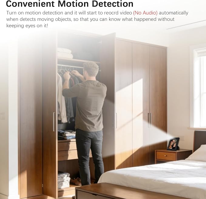 HD 1080P Hidden Spy Security Camera Picture Frame, No WiFi Needed Indoor Security Camera, Battery Powered Indoor Hidden Spy Camera for Home with Loop Recording, Motion Detection (Doesn't Record Sound)