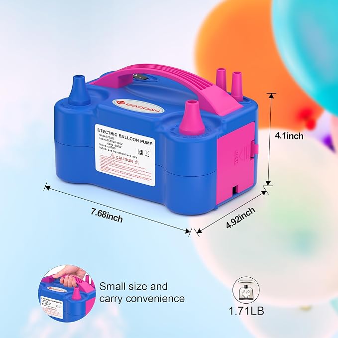 IDAODAN Electric Balloon Pump, Portable Electric Balloon Blower Machine Inflator Air Pump for Party Decorations