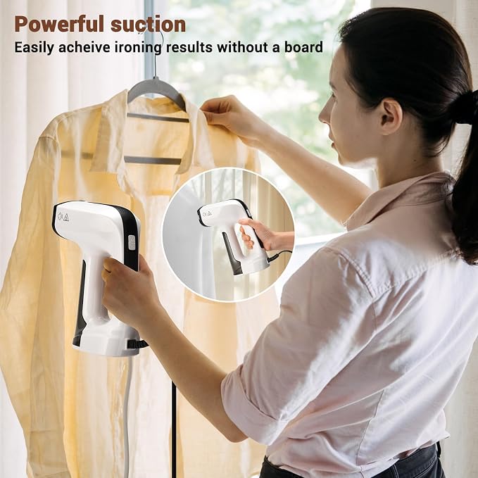 Vacuum Steamer for Clothes, Suction Handheld Clothes Steamer, 3200Pa Dual Mode, LED Display, Portable Travel Steamers for Clothes, Steaming & Ironing 2 In 1, 160ml Water Tank (for 110-120VUse)