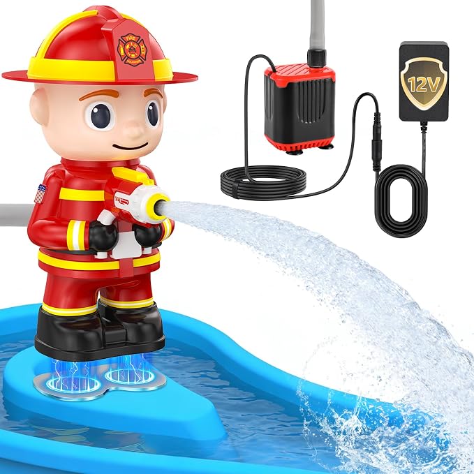 WITALENT Water Table Pump, Fireman Water Pump for Water Table for Kids Ages 3-5, Fixed Water Flow，Safe Plug-in Use, Long Cord, No Drilling，Outdoor Toys with Magnetic Base, NOT Included Water Table