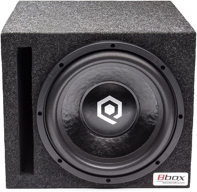 Atrend Bbox Car Pro Audio Speaker Enclosures 10” Single Vented Subwoofer/Speaker Enclosure High Grade MDF – Nickel Finish Speaker Terminals 18 Gauge Audio Cables - Improves Audio Quality, Sound & Bass