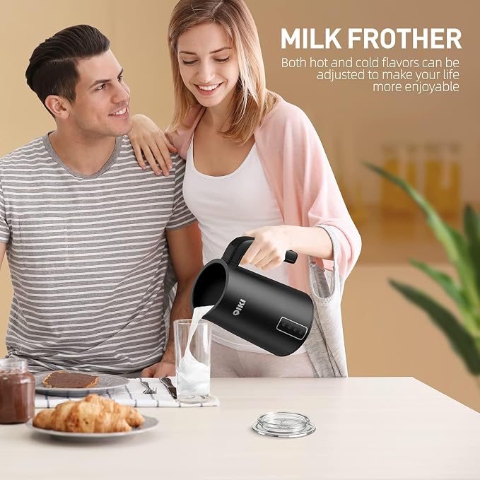 GUGTTR Milk Frother, 4-in-1 Electric Milk Steamer, 8.5oz/250 mL with 4 Whisk, Automatic Warm & Cold Foam Maker and Milk Warmer for Coffee, Latte, Cappuccino, Macchiato, Hot Chocolate (Black)