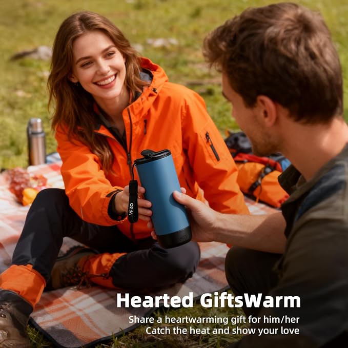 Temperature Control Heated Travel Mug Smart Self Heating Coffee Mug 20 Oz App Controlled LED Display coffee serving sets mug kept at a constant temperature for 4-10 hours (Navy Blue, 20 oz)