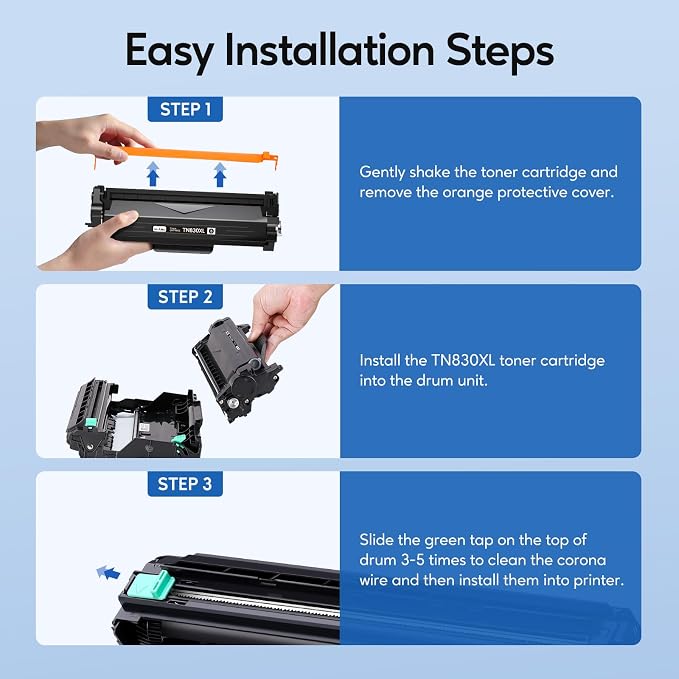WEAREC TN830XL Toner Cartridge and DR830 Drum Unit Replacement for Brother TN830XL DR-830 TN830 Work with HL-L2405W HL-L2400D HL-L2460DW HL-L2465DW HL-L2480DW DCP-L2640DW MFC-L2820DWXL Printer