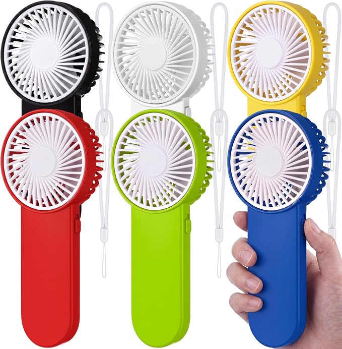 Sumind 6 Pcs Small Personal Portable Fan Mini Handheld Bulk 1 Speed Electric Cute Battery Powered for Neck Lash Makeup Women Men Travel Camping Indoor Outdoor Summer (6 Colors)
