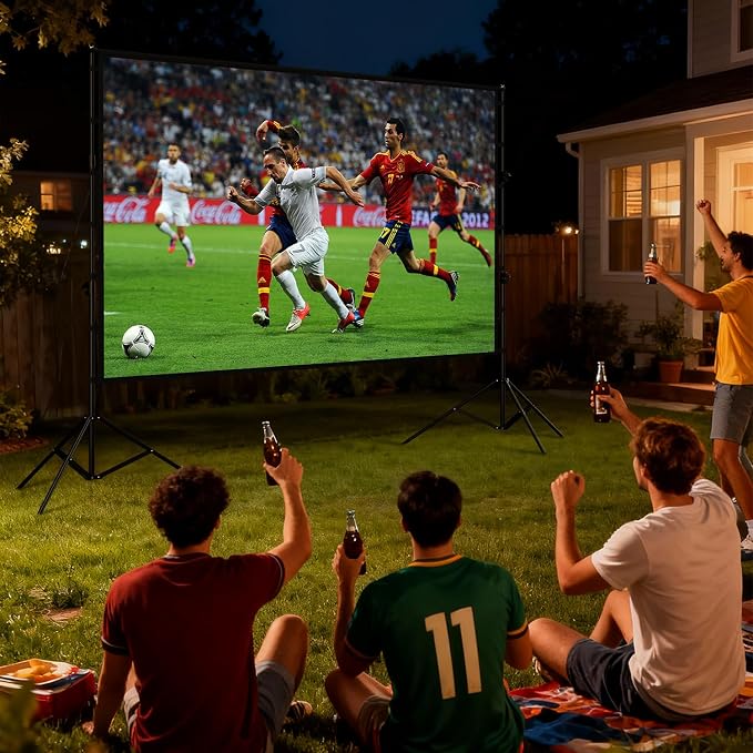 Outdoor Projector Screen with Stand - 150 Inch Portable Projector Screen Outdoor Indoor Projection Screen 16:9 4K HD Movie Screens with Carry Bag Can Enjoy Home Theater Projection Screens