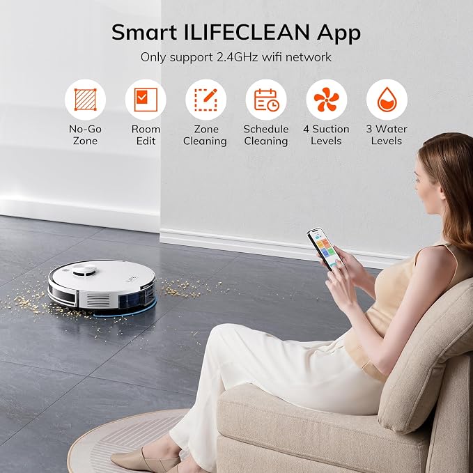 ILIFE A30 Pro Robot Vacuum and Mop Combo, Self Emptying Robot Vacuum Cleaner + A30 Pro Replacement Filters, 10 Pcs Included