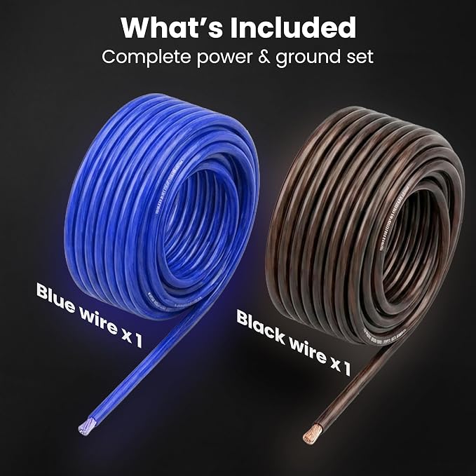 GEARit 4 Gauge Wire (50ft Each - Black/Blue Translucent) Copper Clad Aluminum CCA - Primary Automotive Wire Power/Ground, Battery Cable, Car Audio Speaker, RV Trailer, Amp, Electrical 4ga AWG 50 Feet