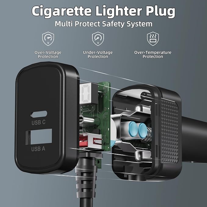 Starlink Mini Car Adapter 10FT/3M with 100W Dual Ports and Voltmeter | Waterproof DC Plug, Starlink Mini Accessories Charging While Powering Mini Starlink