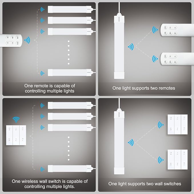 ONIDEK Under Cabinet Lighting Plug in Light Dimming and Color with Remote | With wireless wall switch 16 inch 15W 1500LM 3000-6500K adjustable LED Tube Light Fixture for Cabinet Closet Office