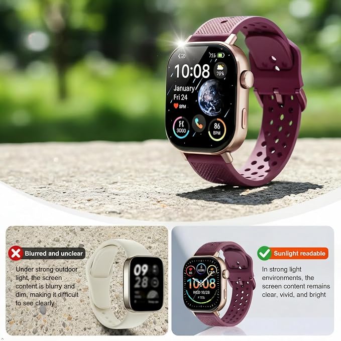 2026 Distance & Pace GPS Running Watch for Runners - Call & Text, AMOLED Large Screen, 50m Waterproof Swimming, Calorie & Step Counter, 2 Bands, Long Battery, for Seniors Men Women(Gold)