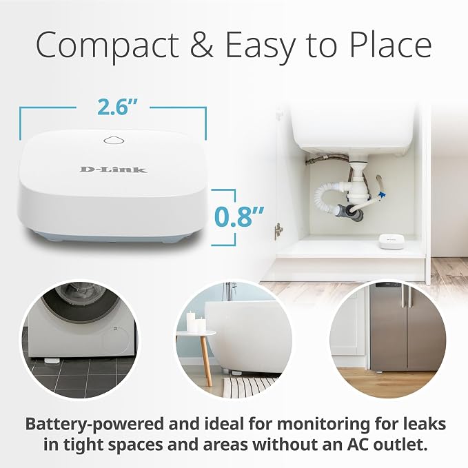 D-Link Add-on Remote Battery-Powered Water Leak Sensing Pod, Long-Range, Compatible Only with SW-A11KT 3-Pack (SW-A2/3)