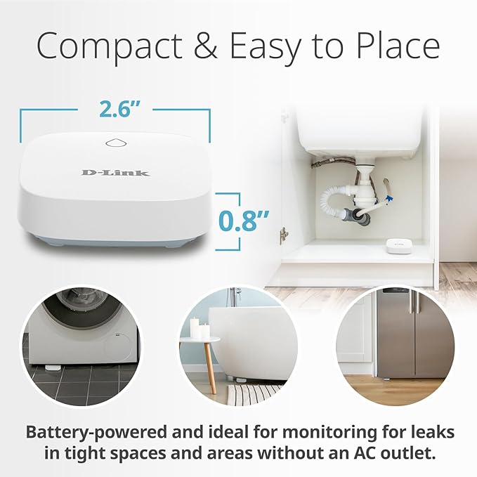 D-Link Add-on Remote Battery-Powered Water Leak Sensing Pod, Long-Range, Compatible Only with SW-A11KT 2-Pack (SW-A2/2)