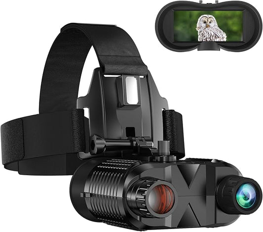 Head-Mounted Night Vision Goggles - Hands Free Rechargeable 1312FT Digital Infrared Night Vision Binoculars for Adults,8xDigital Zoom,Compatible with Fast MICH Helmet