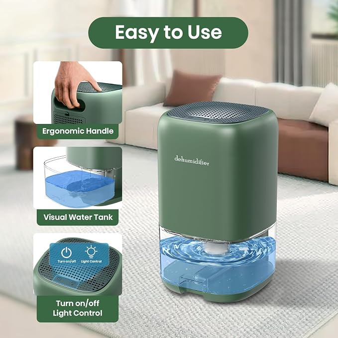 Dehumidifier, 35 OZ Small Dehumidifiers for Room for Home, Quiet with Auto Shut Off, Portable Dehumidifier for Bedroom (280 sq. ft), Bathroom,RV,Closet Colorful Moisture Absorbers Dehumidifiers, Green