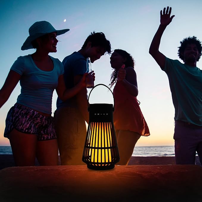 Outdoor Bluetooth Speaker with Flame Atmosphere, Led Waterproof Wireless Torch Speaker, Stereo Sound, Cool Gadgets for Camping, Yard, Party, Home, Decorations, Electronics Gifts for Men, Women, Dad