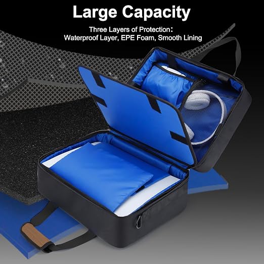 GDNasist Carrying Case Fit for PS5, Travel Thickened Protective Bag Compatible with Playstation 5 Console, Headset, PS5 Controller, Game Discs, and Gaming Accessories Brown