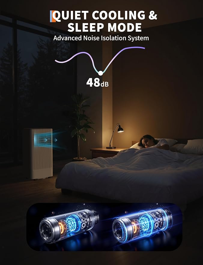 GarveeTech 8000 BTU Portable Air Conditioner 3 Speeds & Sleep Mode, 3 in-1 Cooling AC Portable Air Conditioner for Room, Standing Air Conditioner for Room, Ventless Floor Air Conditioner