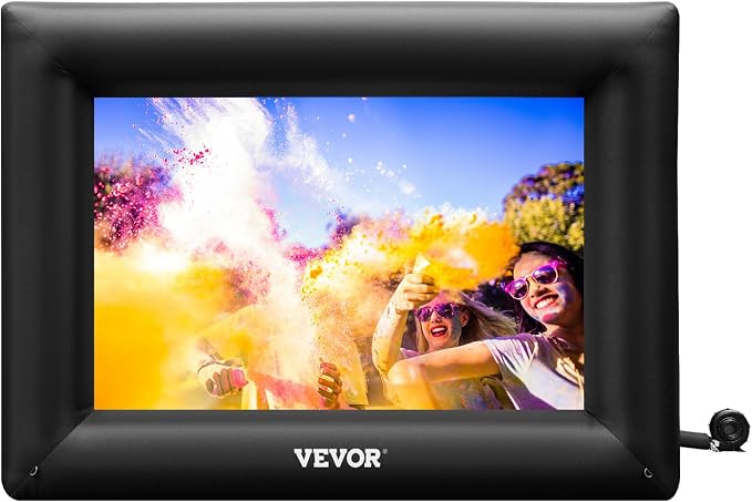 VEVOR Inflatable Projector Screen for Outdoor Use with 350W Air Blower, Oxford Fabric Material, Supports Front/Rear Projection,Black