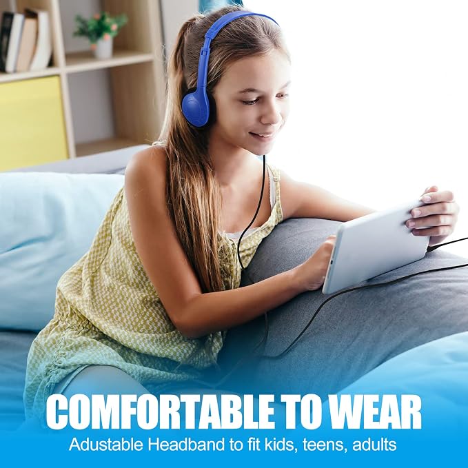 Frienda 48 Pack Classroom Headphones Bulk, Wired School Headsets for Students, Stereo Headphones with 3.5 mm Plug for Classroom, Online Learning, Library(Classic,Blue, Orange, Navy, Black)